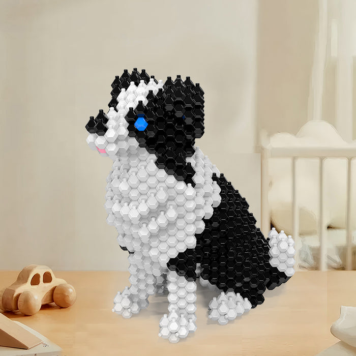 Kadele bead border collie model in a child's room